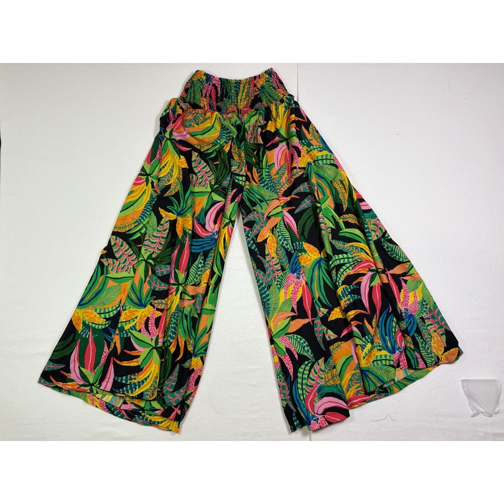 Live 4 Truth Tropical Floral Wide Leg Palazzo Pants Medium Multicolor Smocked